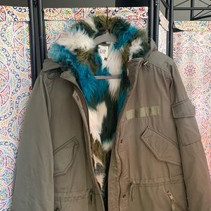 GAP long coat size L military style green